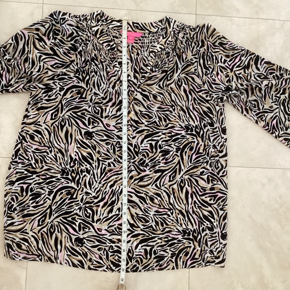 Lilly Pulitzer Elsa 100% Silk Blouse Top Tunic *Onyx Can You Zee Me* NWOT Sz XL - Picture 11 of 16